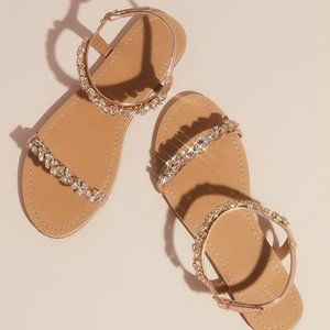 Bridal Shoes; Marquise Crystal Cluster Flat Sandal